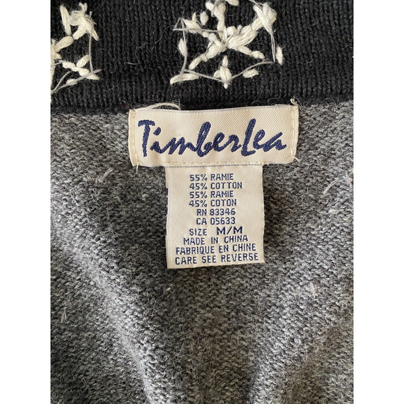 Vtg Timber Lea Cardigan Womens Medium Dark Grey Moose Holiday Zip Up Sweater - Picture 6 of 12